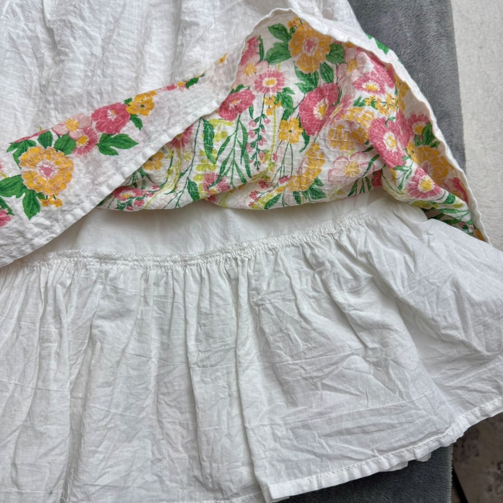 Haute Hippie Kids Spring Summer Floral Dress Girls 5T White Cotton Boho Garden - Picture 12 of 12